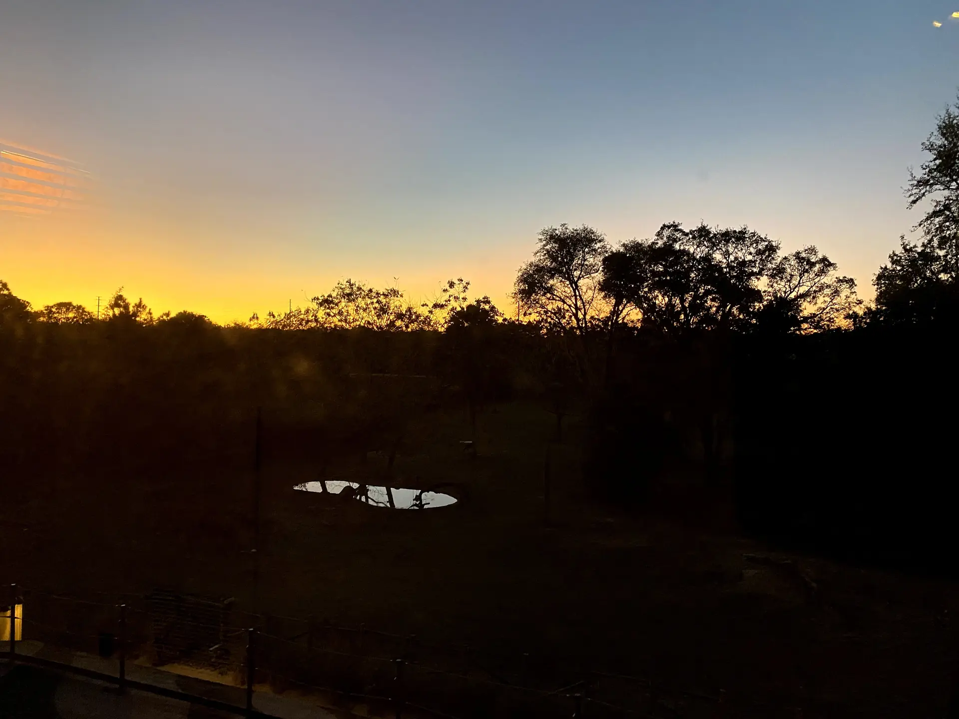Pôr do sol sobre a savana do Kidani Village